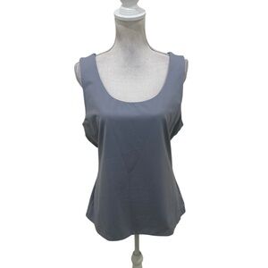 JudyP Classic Scoop Neck Tank stretchy Top in Gray size xl